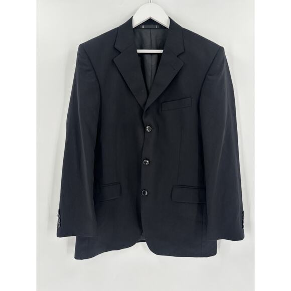 Emanuel Ungaro Suit Jacket Mens 38S/32W Black 100% Wool Lined Pockets Notch
